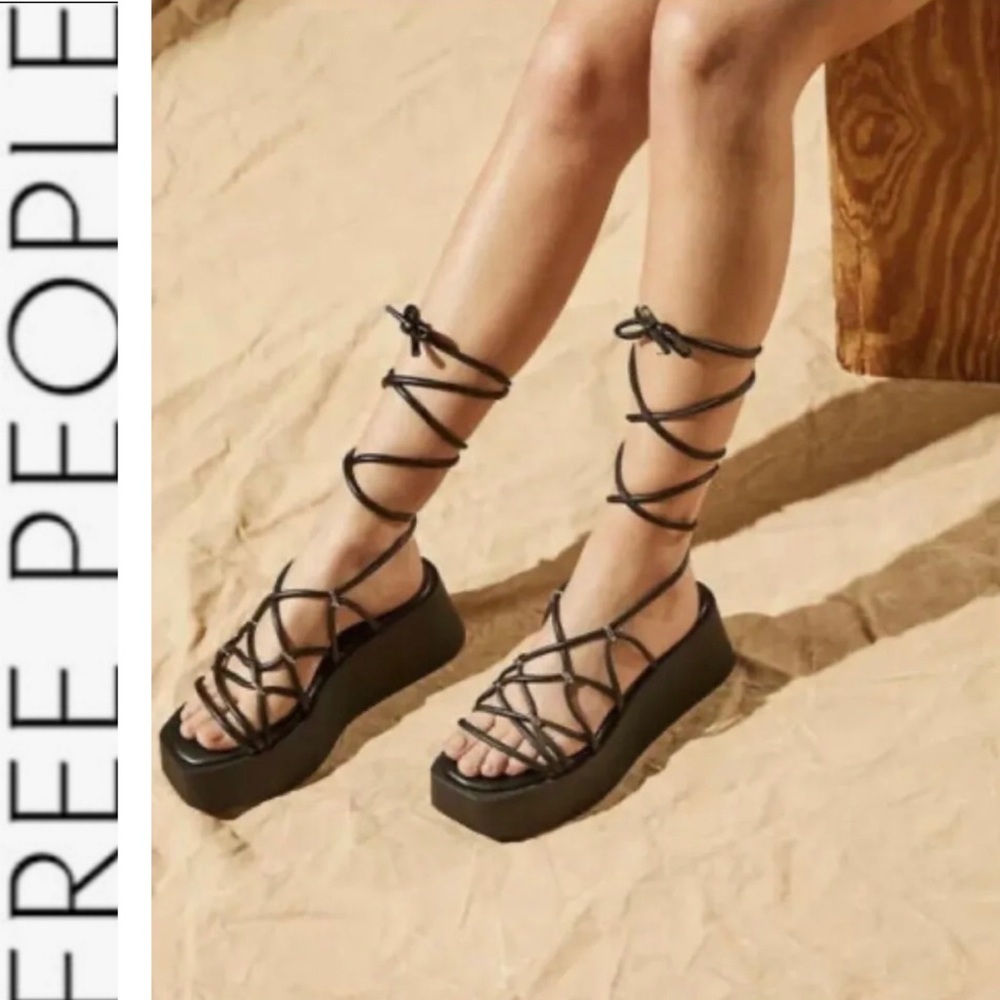 NWOT Free People Georgia Wrap Platform Lace Up Sandals 36